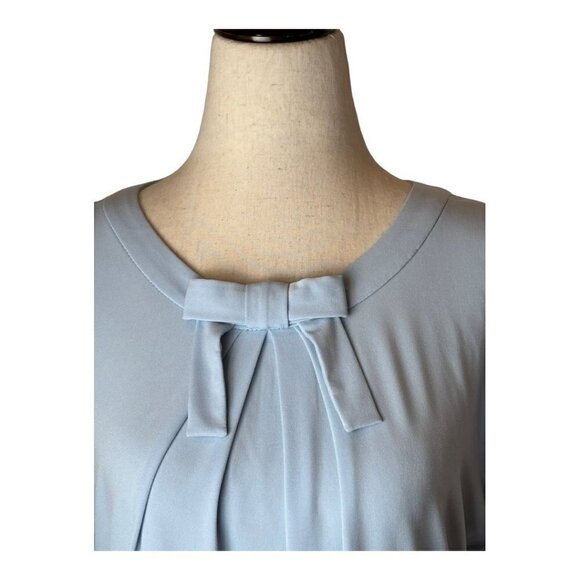 Karl Lagerfeld‎ Heavenly Blue Bow Pleated Detail Short Sleeve Top Size S - Picture 6 of 11